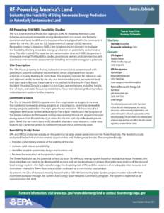 RE-Powering America’s Land  Aurora, Colorado Evaluating the Feasibility of Siting Renewable Energy Production on Potentially Contaminated Land