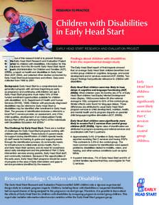 Children with Disabilities in Early Head Start: Research to Practice Brief, April 2006