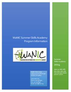 WaNIC Summer Skills Academy Program Information Summer Skills Academy
