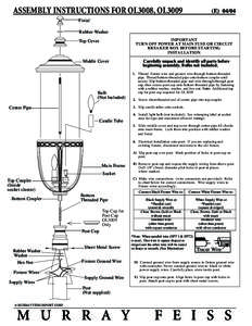 ASSEMBLY INSTRUCTIONS FOR OL3008, OL3009  (E[removed]Finial Rubber Washer