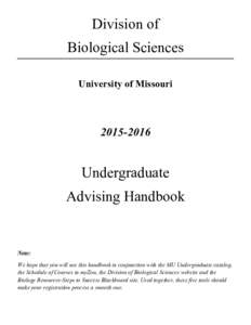 Division of Biological Sciences University of Missouri