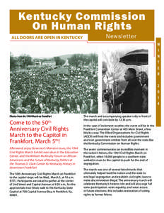 Kentucky Commission On Human Rights ALL DOORS ARE OPEN IN KENTUCKY Newsletter