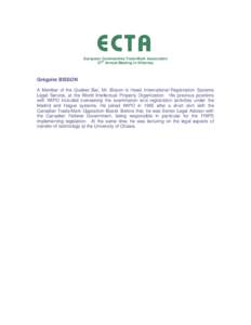 ECTA European Communities Trade Mark Association th 27 Annual Meeting in Killarney  Grégoire BISSON