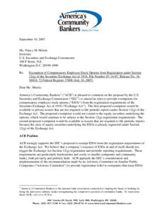 September 10, 2007  Ms. Nancy M. Morris Secretary U.S. Securities and Exchange Commission 100 F Street, N.E.