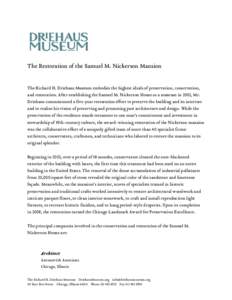 Cultural studies / Art history / Nickerson House / Conservator / Richard Driehaus / Bulley & Andrews /  LLC / Conservation-restoration / Museology / Humanities