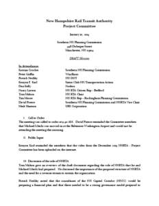 New Hampshire Rail Transit Authority Project Committee January 10, 2014