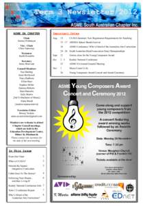 Term 3 Newsletter 2012 ASME SA CHAPTER Important Dates Aug