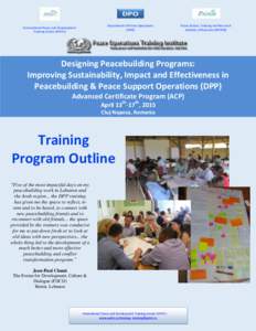 Department of Peace Operations (DPO) International Peace and Development Training Center (IPDTC)