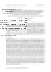 Materials Physics and Mechanics136  Received: April 18, 2011 LIQUEFIED TROPICAL WOOD/ POLYPROPYLENE COMPOSITES: PREPARATION AND PHYSICO-MECHANICAL PROPERTIES