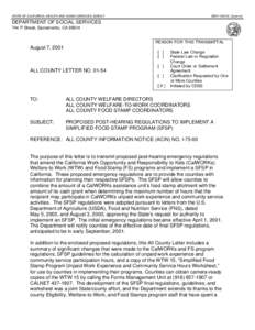 STATE OF CALIFORNIA--HEALTH AND HUMAN SERVICES AGENCY  GRAY DAVIS, Governor DEPARTMENT OF SOCIAL SERVICES 744 P Street, Sacramento, CA 95814