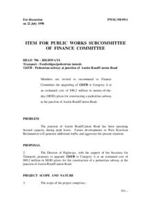 For discussion on 22 July 1998 PWSC[removed]ITEM FOR PUBLIC WORKS SUBCOMMITTEE