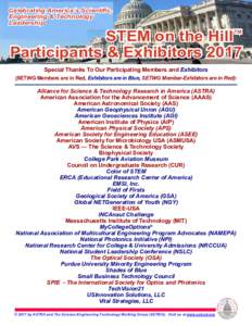 STEM on the Hill™ 2017 Exhibits Guide & Directory of SETWG Organizations & Exhibitors Celebrating America’s Scientific,