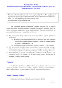 Guidelines on the Undesirable Medical Advertisements Ordinance, Cap. 231