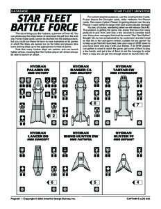 DATABASE  STAR FLEET UNIVERSE This issue brings you the Hydrans, a preview of Deck #2. You can photocopy the ships below or download the pdf from the web