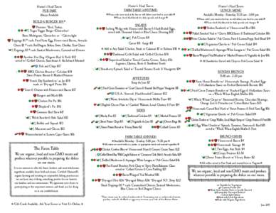 Hunter’s Head Tavern PUB FARE Always Available Build a Burger $14.50 Proteins: *Beef, Turkey, Vegan Veggie Burger (Gluten-free)