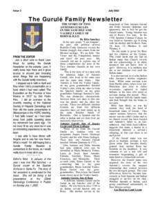 Issue 3  July 2002 The Gurulé Family Newsletter THE STORY OF TWO