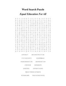 Word Search Puzzle Equal Education For All E E L P