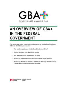 An Overview of GBA+ in the Federal Government