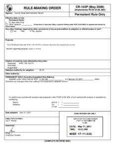 CR-103P (MayRULE-MAKING ORDER (Implements RCW)