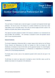 Stage 3 Brief November 2013 Scottish Independence Referendum Bill  Introduction