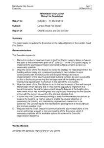 Report on London Road Fire Station to Executive 14 March 2012