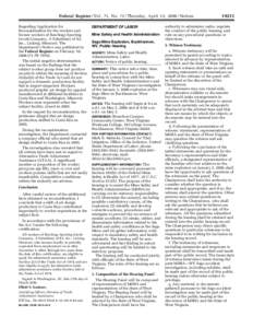 Mine Safety and Health Administration (MSHA) - Federal Register Document[removed]Sago Mine Explosion, Buckhannon, WV, Public Hearing; Notice of public hearing.