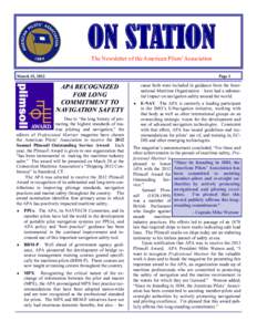 ON STATION The Newsletter of the American Pilots’ Association March 15, 2012 Page 1