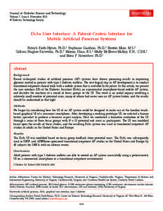 SYMPOSIUM  Journal of Diabetes Science and Technology Volume 7, Issue 6, November 2013 © Diabetes Technology Society