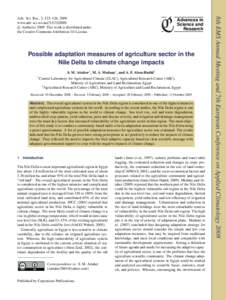 Advances in Science and Research Possible adaptation measures of agriculture sector in the Nile Delta to climate change impacts