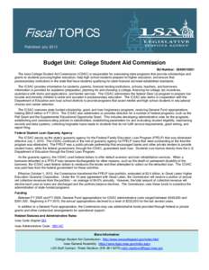 Budget Unit:  College Student Aid Commission