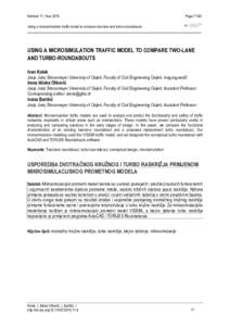 Number 11, YearPageUsing a microsimulation traffic model to compare two-lane and turbo-roundabouts