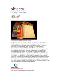 objects through timeline[removed]Colombo Plan  Text books from Thailand. Photograph Ed Giles