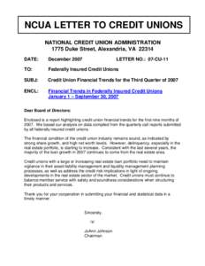 07-CU-11 Letter to Credit Unions