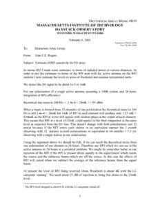 DEUTERIUM ARRAY MEMO #019 MASSACHUSETTS INSTITUTE OF TECHNOLOGY HAYSTACK OBSERVATORY WESTFORD, MASSACHUSETTSFebruary 6, 2003