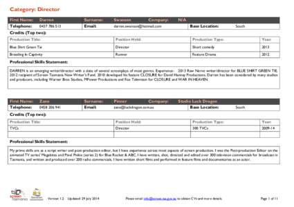 Category: Director First Name: Telephone: Darren