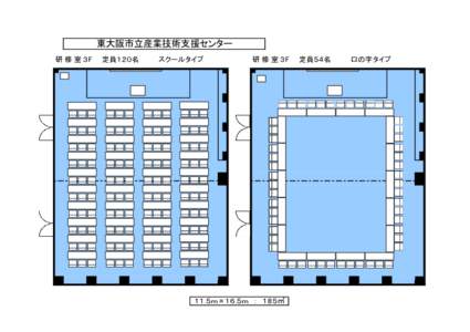 東大阪市立産業技術支援センター 研 修 室 ３F 定員１２０名  スクールタイプ