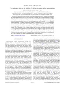 PHYSICAL REVIEW B 82, 155454 共2010兲  First-principles study of the stability of calcium-decorated carbon nanostructures C. Cazorla,* S. A. Shevlin, and Z. X. Guo Department of Chemistry, University College London, Lo