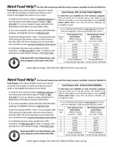 Need Food Help? This flier will connect you with the many resources available in Kane & Garfield Co Food Stamps: Food stamp benefits come once a month on an EBT card (similar to a debit card) that you use at stores to bu