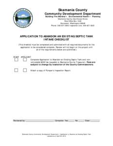 Skamania County  Community Development Department Building/Fire Marshal Environmental Health Planning