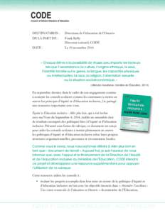 QUITÉ ET ÉDUCATION INCLUSIVE : ALLER PLUS LOIN • ÉQUITÉ ET ÉDUCATION INCLUSIVE : ALLER PLUS LOIN • ÉQUITÉ ET ÉDUCATION INCLUSIVE : ALLER PLUS  OIN • ÉQUITÉ ET ÉDUCATION INCLUSIVE : ALLER PLUS LOIN • É