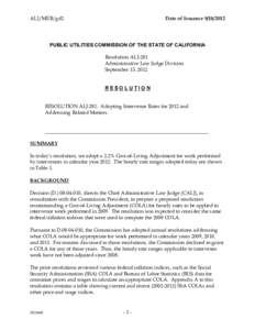 ALJ/MEB/gd2  Date of Issuance[removed]PUBLIC UTILITIES COMMISSION OF THE STATE OF CALIFORNIA Resolution ALJ-281