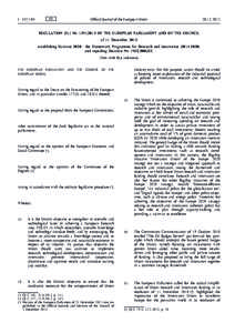 Regulation (EU) No[removed]of the European Parliament and of the Council of 11 December 2013 establishing Horizon[removed]the Framework Programme for Research and Innovation[removed]and repealing Decision No[removed]