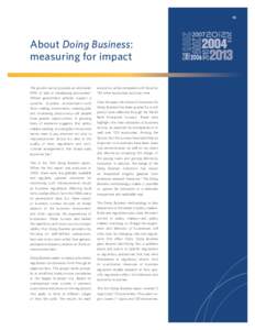 15  About Doing Business: measuring for impact The private sector provides an estimated 90% of jobs in developing economies.1