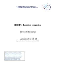 IHTSDO Technical Committee Terms of Reference