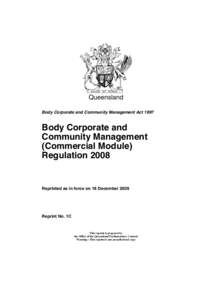 Queensland Body Corporate and Community Management Act 1997 Body Corporate and Community Management (Commercial Module)