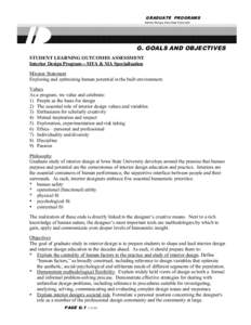 GRADUATE PROGRAMS Interior Design, Iowa State University G. GOALS AND OBJECTIVES STUDENT LEARNING OUTCOMES ASSESSMENT Interior Design Program—MFA & MA Specialization