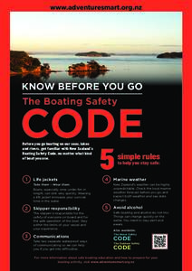 www.adventuresmart.org.nz  KNOW BEFORE YOU GO The Boating Safety  CODE