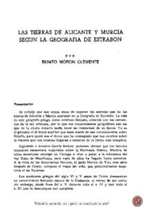 LAS TIERRAS DE ALICANTE Y MURCIA SEGÚN LA GEOGRAFÍA DE ESTRABON P O R