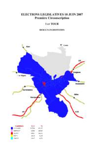 ELECTIONS LEGISLATIVES 10 JUIN 2007 Première Circonscription 1 er TOUR RESULTATS DEFINITIFS  Nîmes, le[removed] à 18:53:09