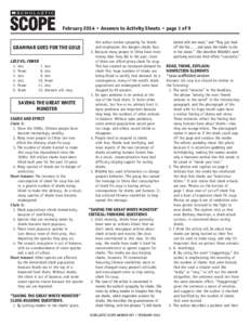 ®  THE LANGUAGE ARTS MAGAZINE February 2014 • Answers to Activity Sheets • page 1 of 9